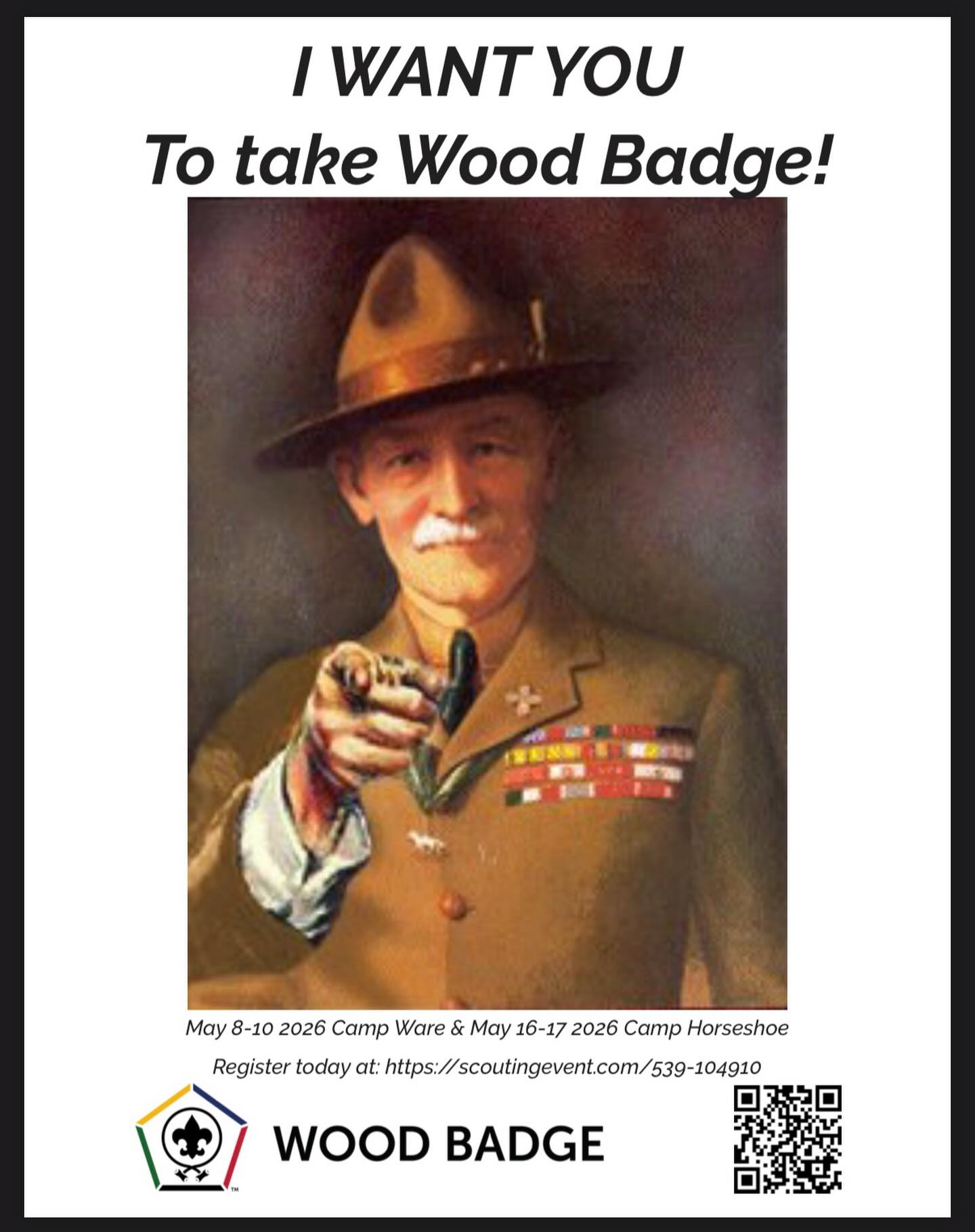 Chester County Council is having a Wood Badge course this spring! If you’re an adult in CCC or anywhere around us (CoL, Delmarva, Hawk Mountain, etc) and want to be a better leader, then signup today. Scholarships are available if you need them. Https://scoutingevent.com/539-104910/ #woodbadge #scouts #wodbadge2026 #scoutingamerica #chestercountycouncil